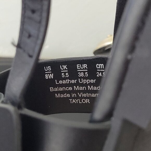 NEW Naturalizer Taylor Flat Sandals Black Leather 8W Ankle Strap - Picture 5 of 7